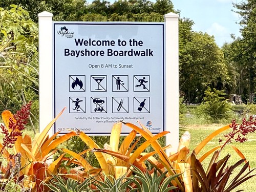 Welcome to the Bayshore Boardwalk sign