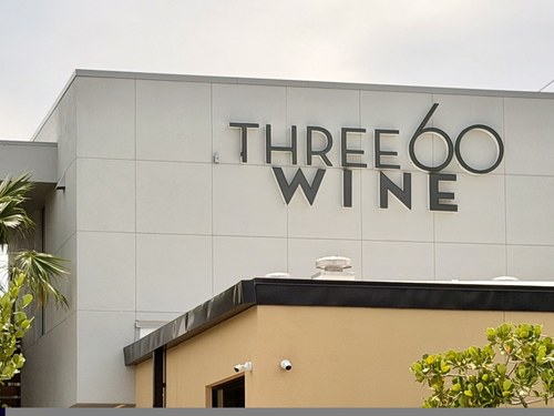 Three60 Wine sign, 2955 Bayshore Dr